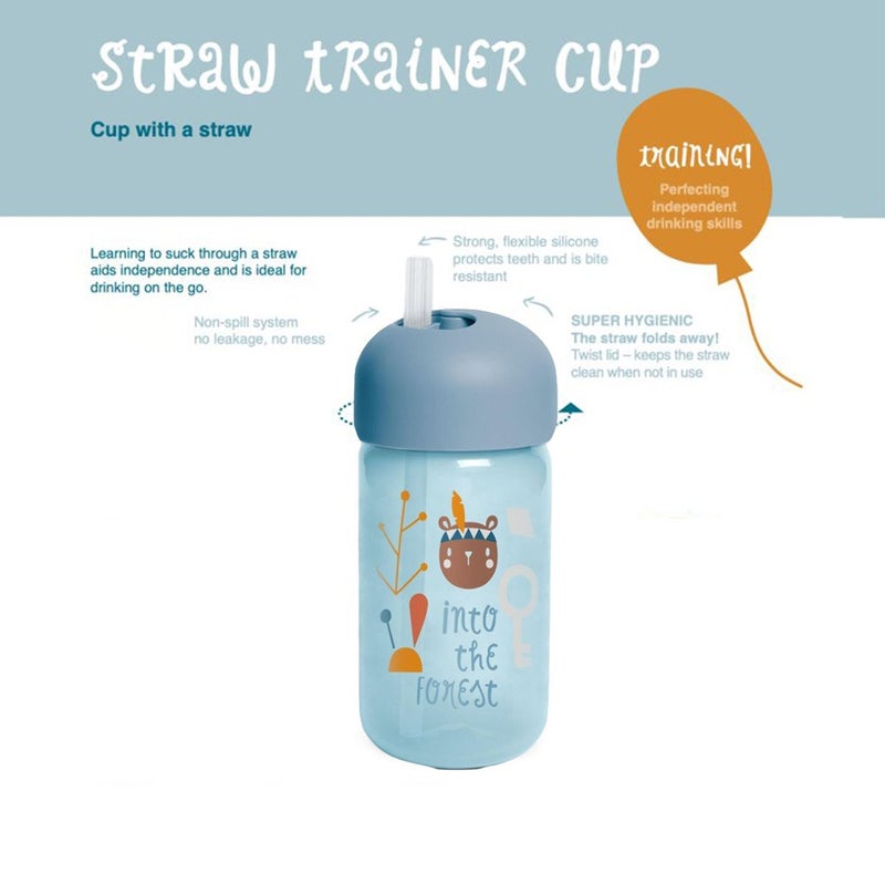 Suavinex Straw Trainer Bottle Forest Blue For Babies L3