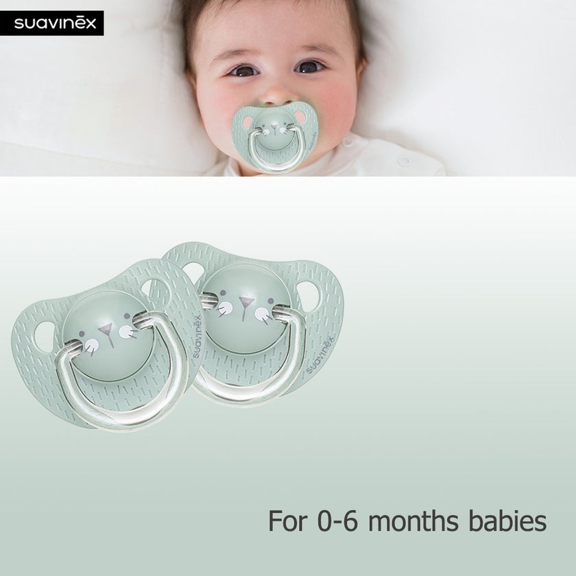 Suavinex Evolution Anatomical Soother Green Whiskers 0-6 Months