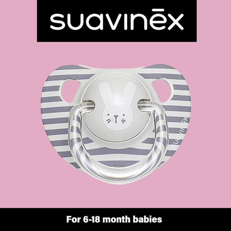 Suavinex Evolution Anatomical Soother Grey Rabbit 6-18 Month Babies