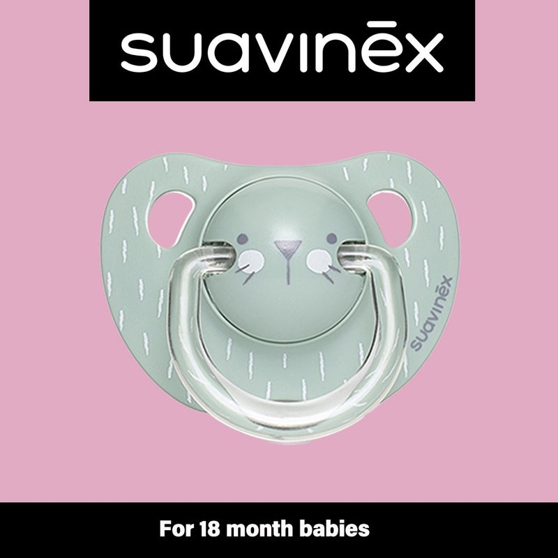 Suavinex Evolution Anatomical Soother Green Whiskers 18 Months