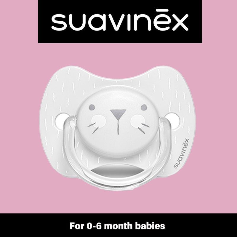 Suavinex Premium Physiological Soother Grey Whiskers 0-6 Month Babies
