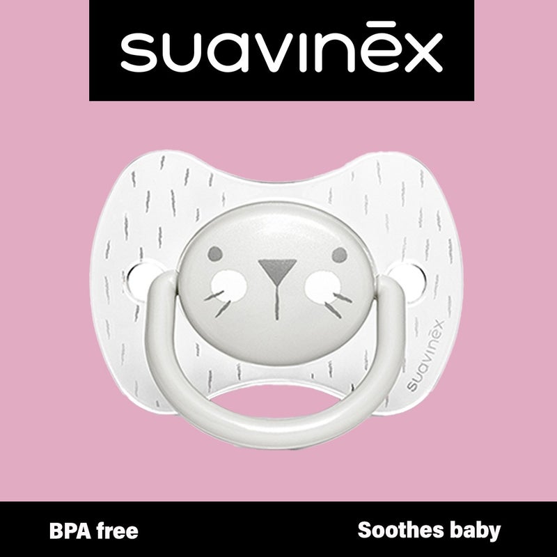 Suavinex Premium Physiological Soother Grey Whiskers 6-18 Month Babies