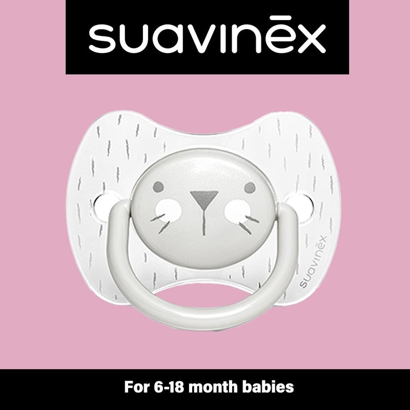 Suavinex Premium Physiological Soother Grey Whiskers 6-18 Month Babies