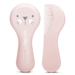 Suavinex Hygge Soft Bristles Brush & Comb Set For 0 Months+ Baby - Pink, Pack of 2 Pieces