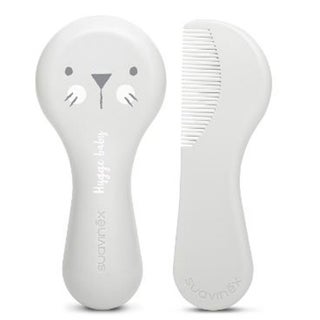 Suavinex Hygge Soft Bristles Brush & Comb Set For 0 Months+ Baby - Grey, Pack of 2 Pieces