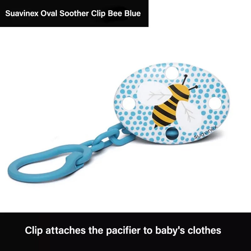 Suavinex Oval Soother Clip For 4-18 Months Baby, Bee Blue, Pack of 1's
