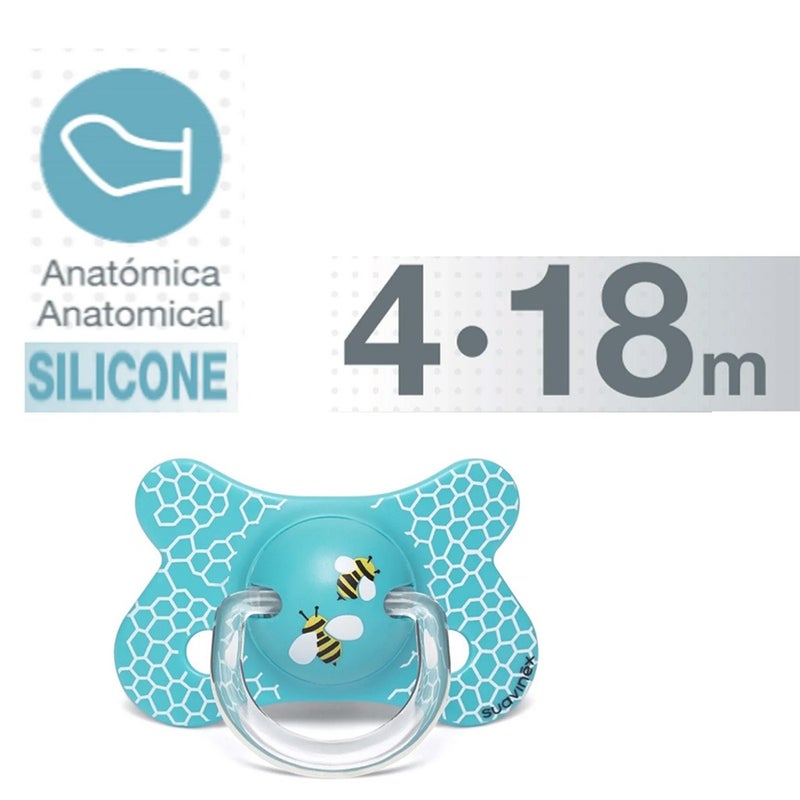 Suavinex Fusion Soother Anatomical Honeycomb Blue For 4-18 Month Babies