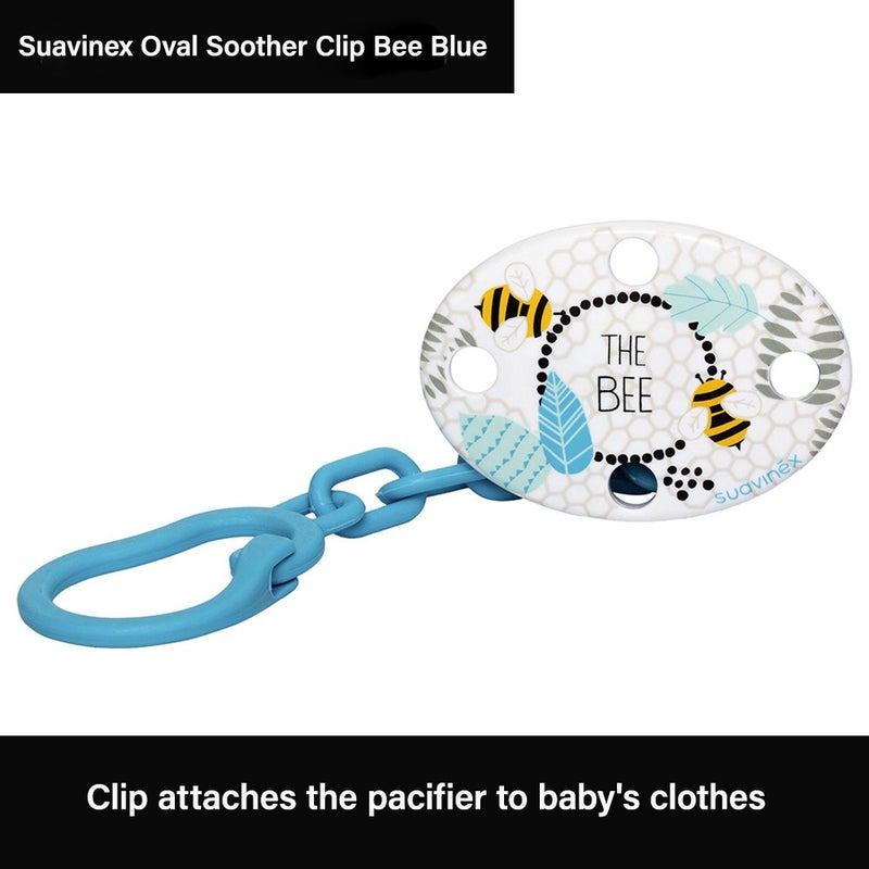 Suavinex Oval Soother Clip Bee Blue For Babies