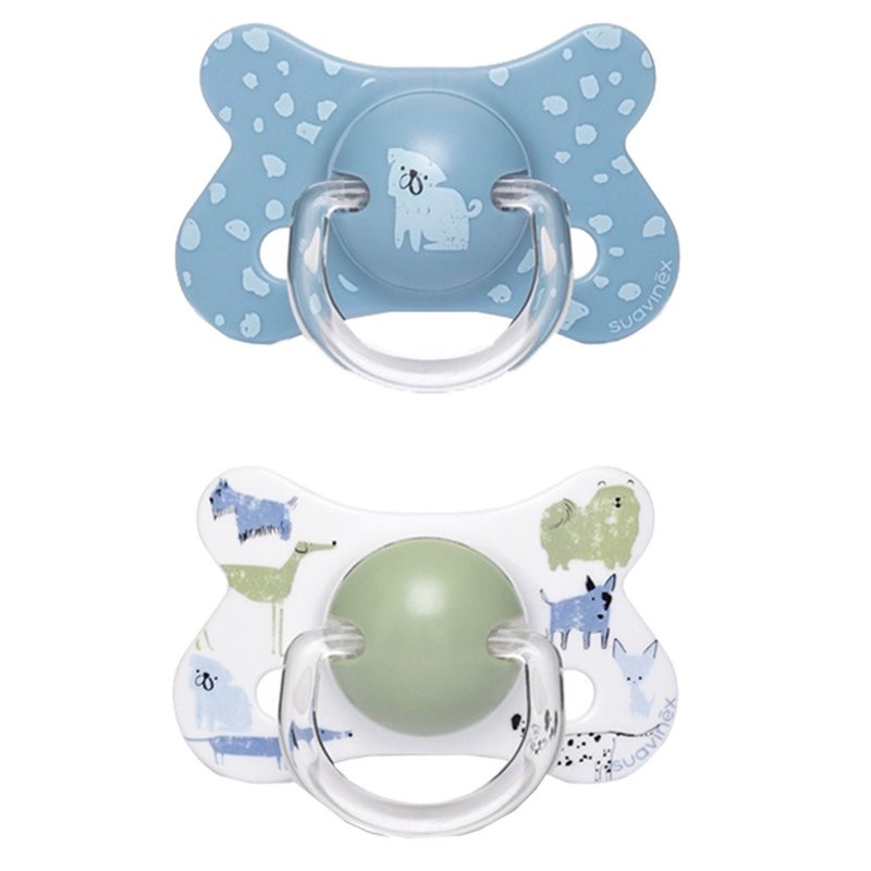 Suavinex Physiological Fusion Soother For 18+ Months Baby - Dogs Blue Green, Pack of 2's