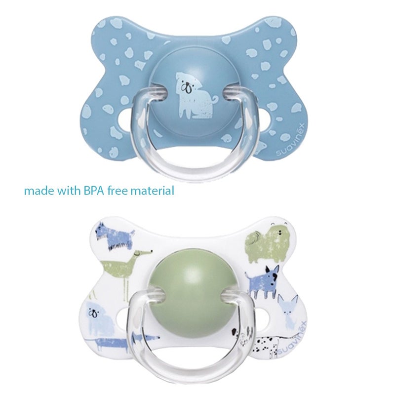 Suavinex Physiological Fusion Soother For 18+ Months Baby - Dogs Blue Green, Pack of 2's