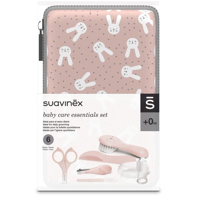 Suavinex Complete Portable Essential Care & Grooming Manicure Set For Baby, Pink, Pack of 6 Pieces