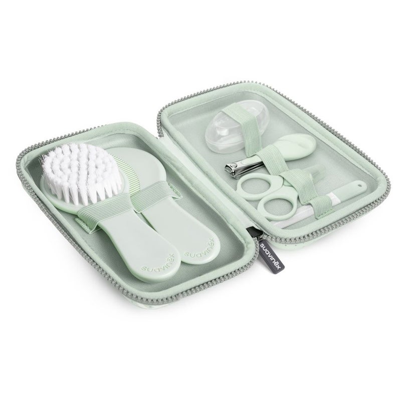 Suavinex Complete Portable Essential Care & Grooming Manicure Set For Baby, Green, Pack of 6 Pieces