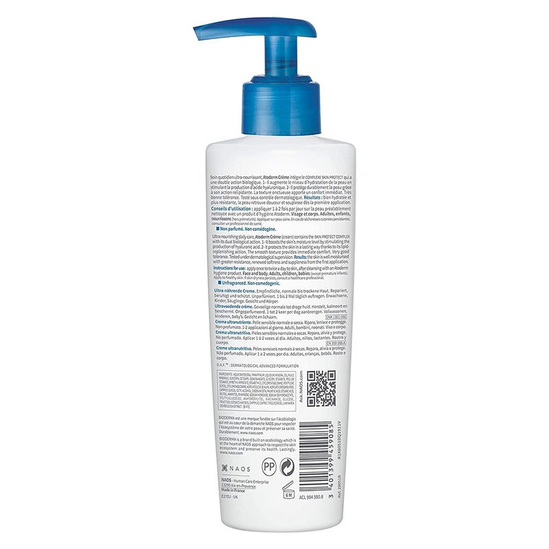 Bioderma Atoderm Ultra-Nourishing Body Moisturiser Cream For Normal Skin And Dry Sensitive Skin 200ml