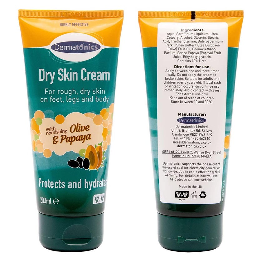 Dermatonics Dry Skin Cream With Nourishing Olive And Papaya 200ml