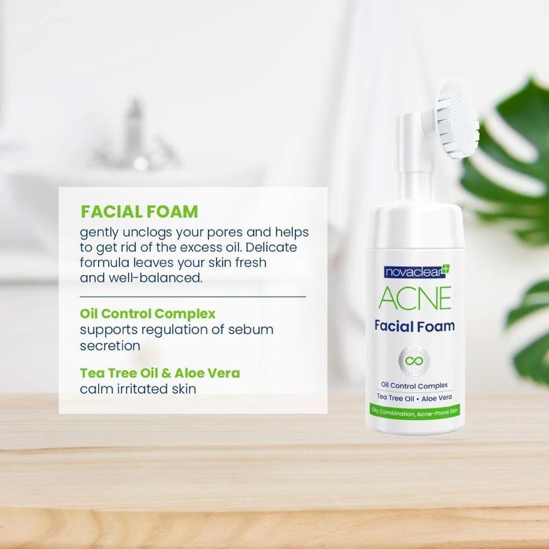 Novaclear Acne Oil Control Facial Foam Cleanser For Oily, Acne-Prone and Combination Skin 100ml