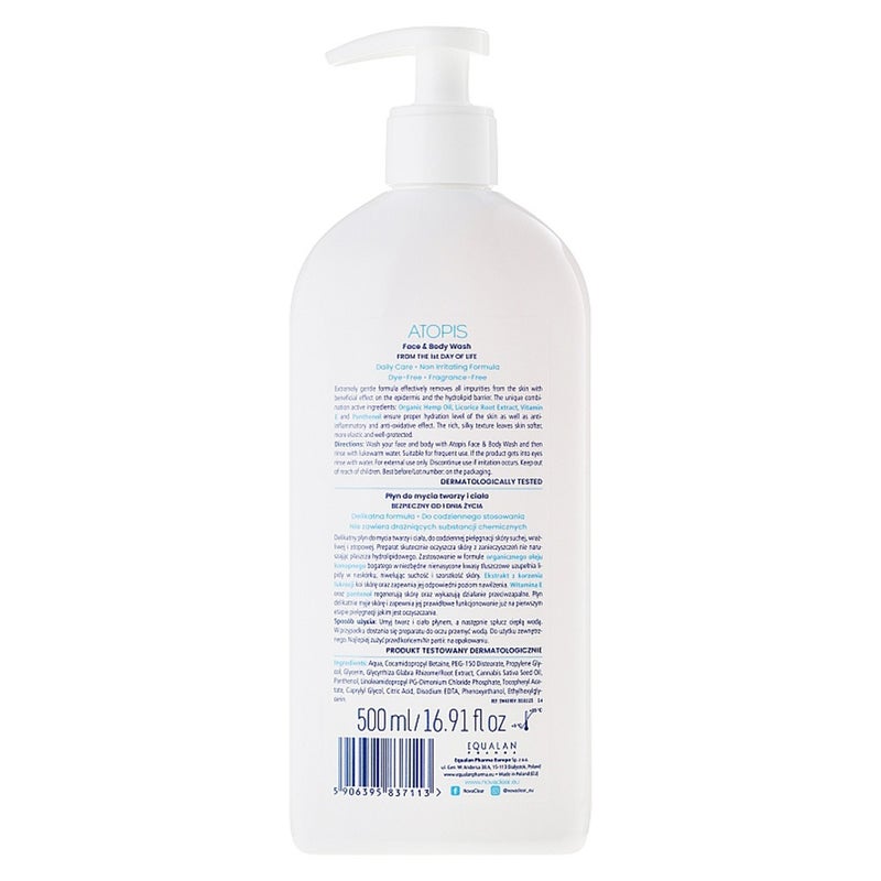 Novaclear Atopis Gentle Face & Body Wash For Dry, Atopic & Sensitive Skin 500ml