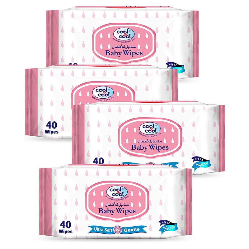 Cool & Cool Baby Wipes 40's Pack of 4's