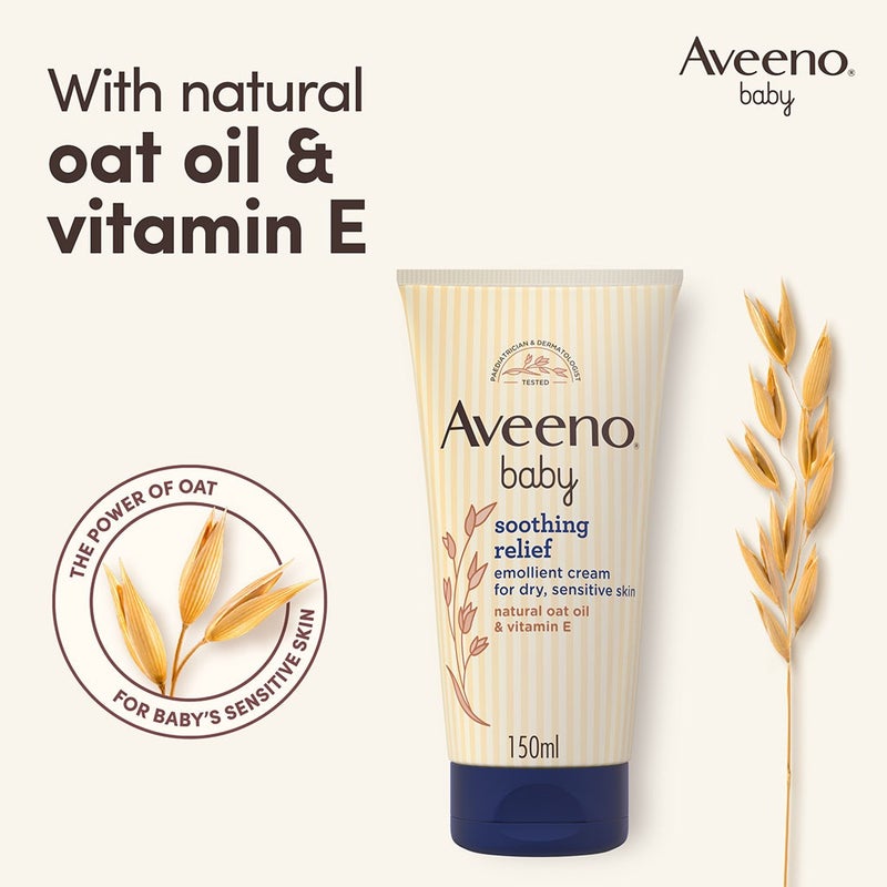 Aveeno Baby Soothing Relief Emollient Cream For Dry, Sensitive Skin 150ml