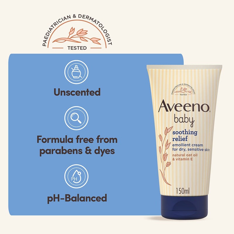 Aveeno Baby Soothing Relief Emollient Cream For Dry, Sensitive Skin 150ml
