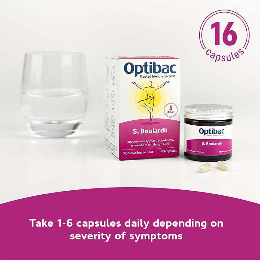 Optibac Saccharomyces Boulardii Digestive Capsules, Pack of 16's