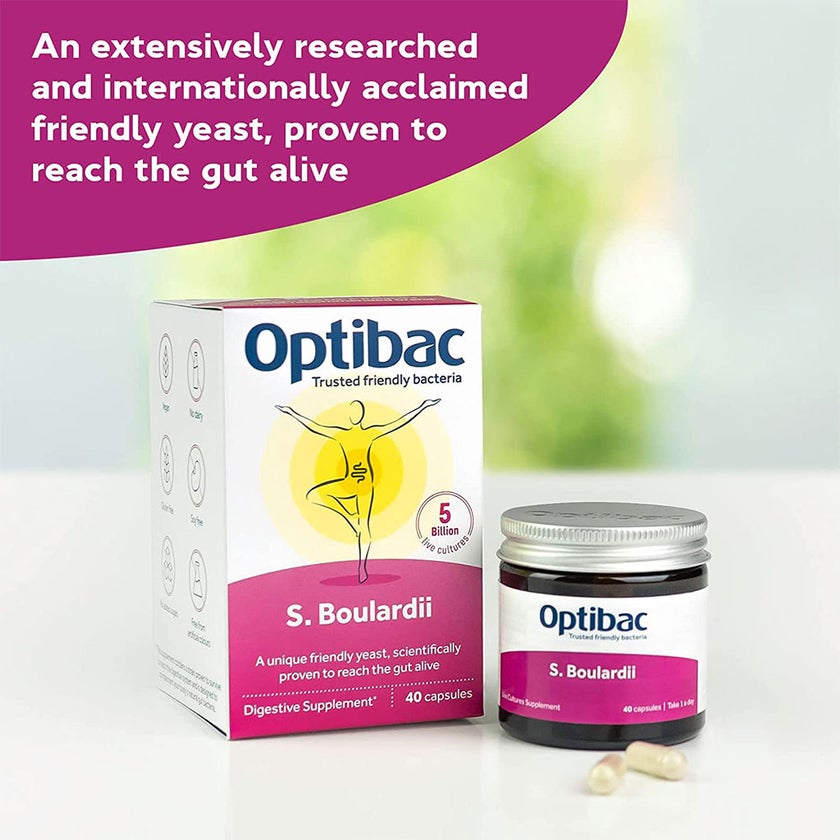 Optibac Saccharomyces Boulardii Digestive Capsules, Pack of 40's