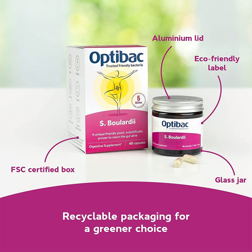 Optibac Saccharomyces Boulardii Digestive Capsules, Pack of 40's