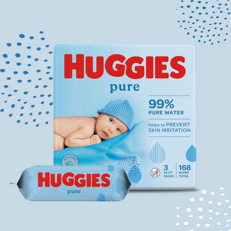 Huggies Pure Cleansing Baby Wet Wipes, Pack of 168's