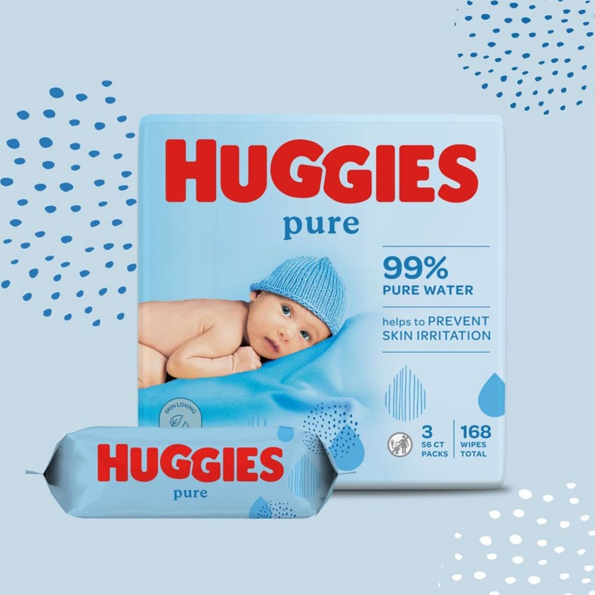 Huggies Pure Cleansing Baby Wet Wipes, Pack of 168's