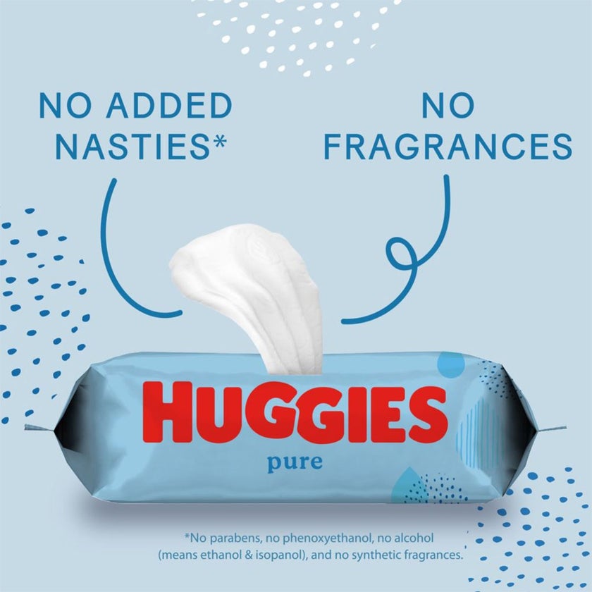 Huggies Pure Cleansing Baby Wet Wipes, Pack of 168's