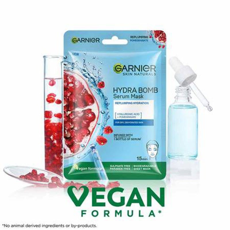 Garnier SkinActive Hydra Bomb Ultra Hydrating and Rejuvenating Facial Tissue Mask with Pomegranate Extract For Normal To Dehydrated Skin, 32g 1's