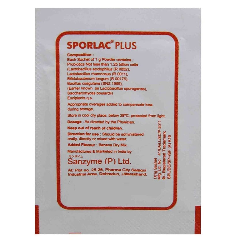 Sporlac Plus Probiotic Oral Powder Sachets 1g, Pack of 10's