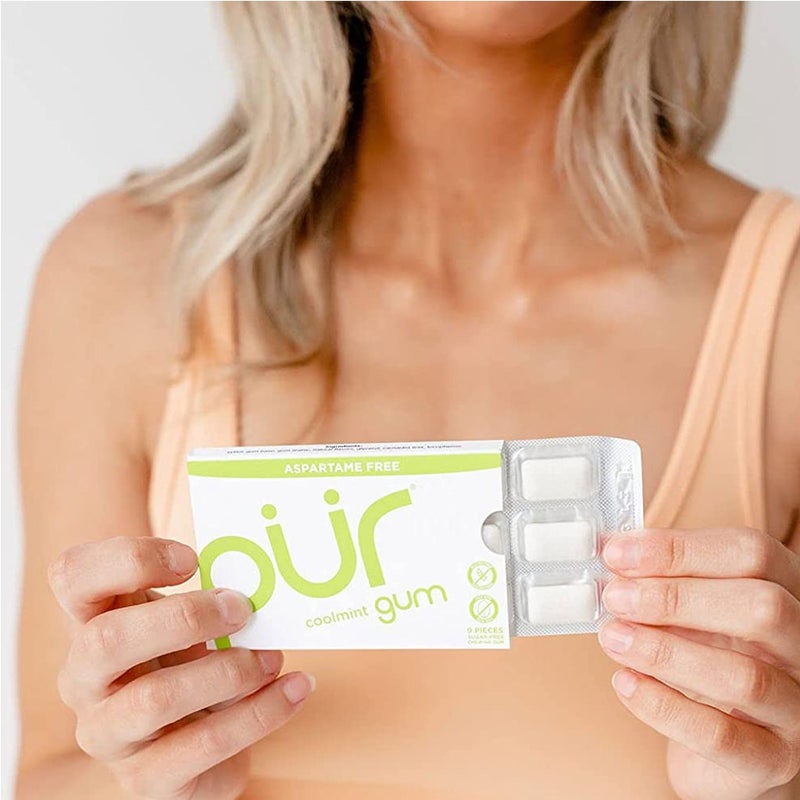 Pur Aspartame & Sugar Free Coolmint Chewing Gum With Xylitol 9 Pieces