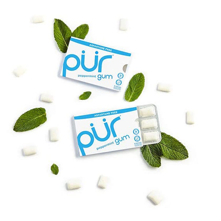 Pur Aspartame & Sugar Free Peppermint Chewing Gum With Xylitol 9 Pieces