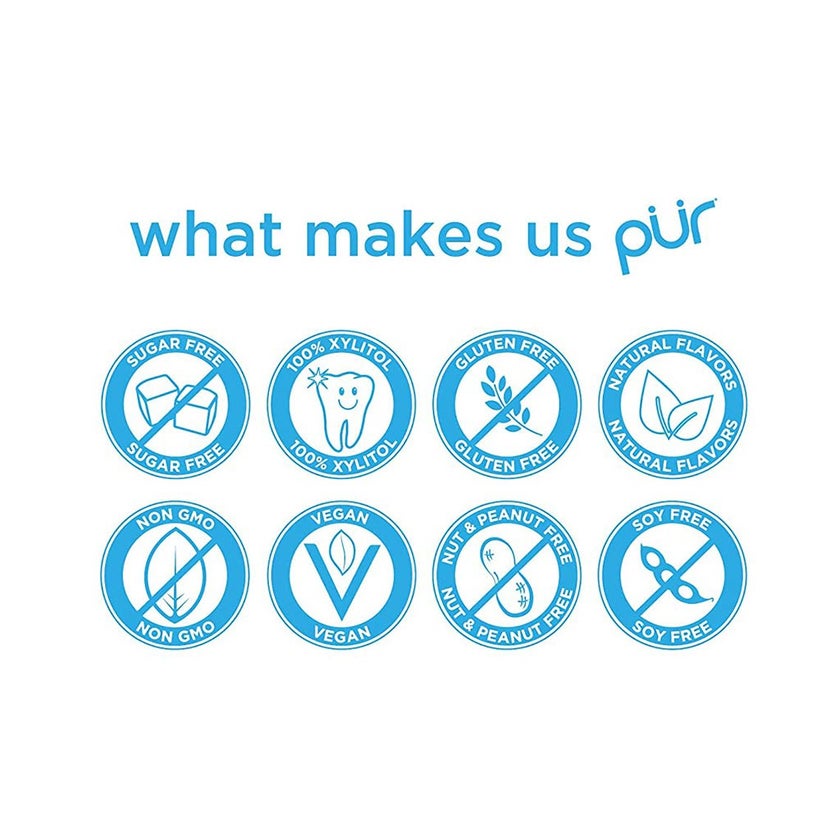 Pur Aspartame & Sugar Free Peppermint Chewing Gum With Xylitol 9 Pieces