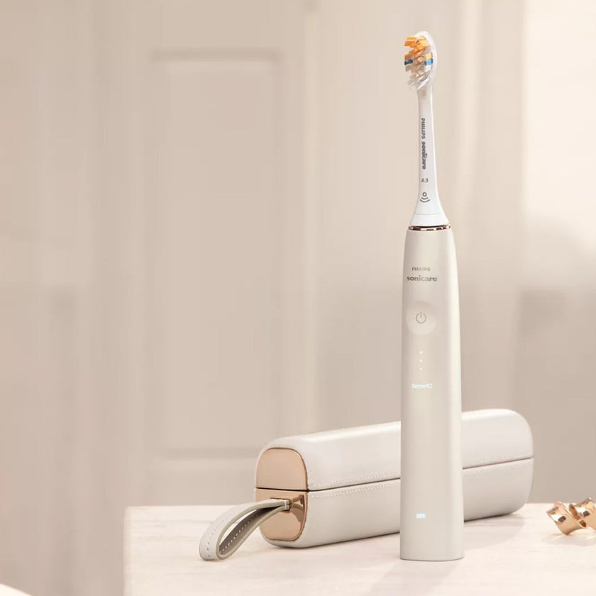 Philips Sonicare 9900 Prestige Rechargeable Electric Power Toothbrush With SenseIQ & AI-Powered Sonicare App, Colour Champagne - HX9992/21, Certified UAE 3 Pin