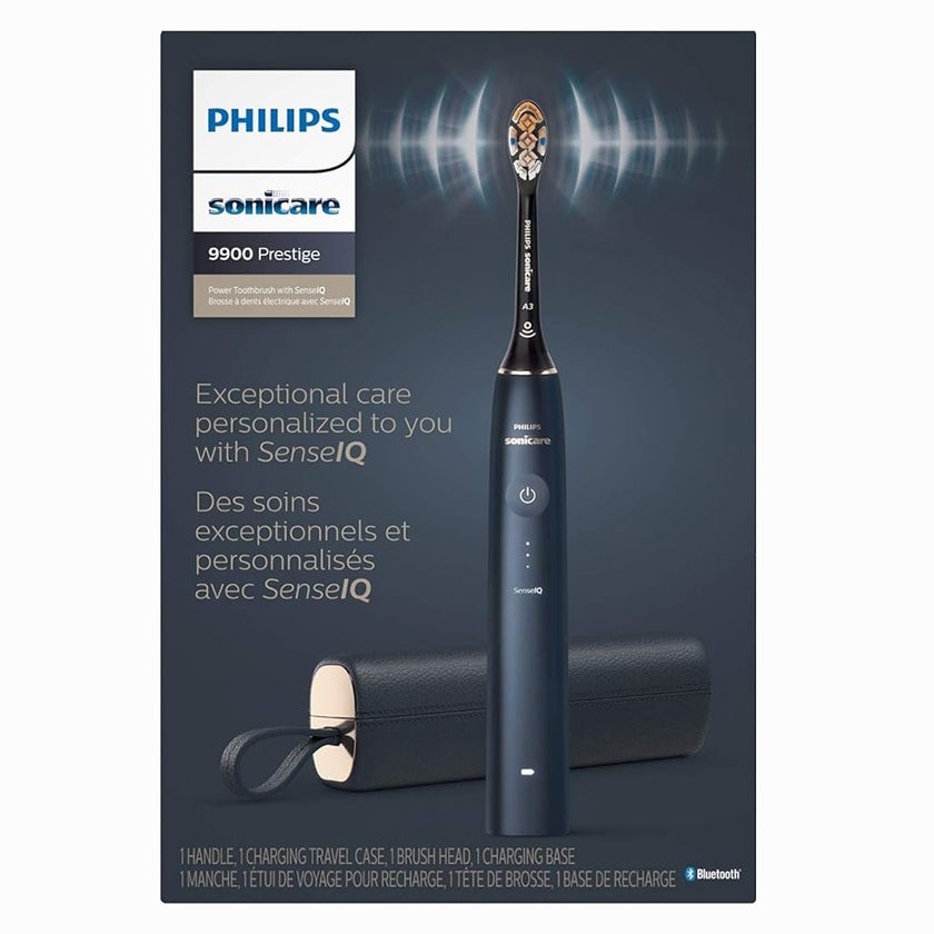Philips Sonicare 9900 Prestige Rechargeable Electric Power Toothbrush With SenseIQ & AI-powered Sonicare App, Colour Midnight Blue - HX9992/22,Certified UAE 3 Pin