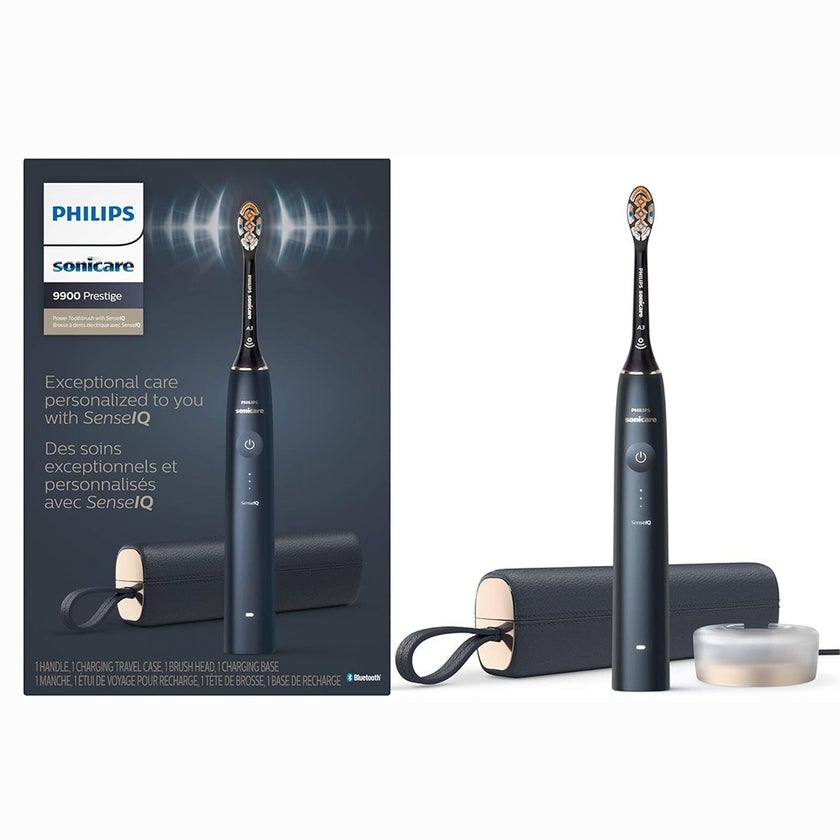 Philips Sonicare 9900 Prestige Rechargeable Electric Power Toothbrush With SenseIQ & AI-powered Sonicare App, Colour Midnight Blue - HX9992/22,Certified UAE 3 Pin
