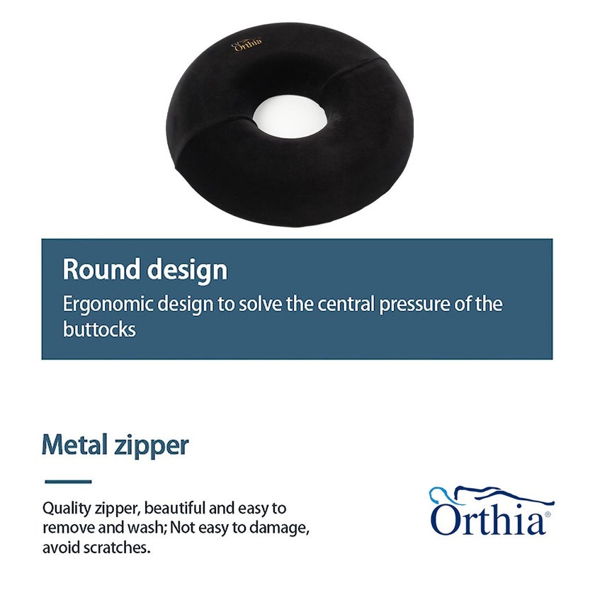 Orthia Premium Round Cushion - Black Velvet