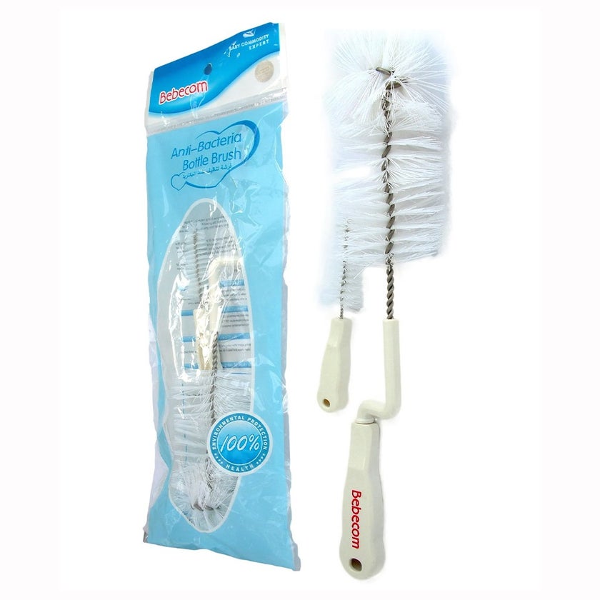 Bebecom Anti-bacterial Nylon Bottle Brush + Nipple Brush Small
