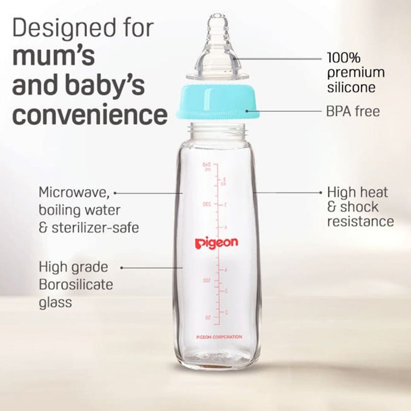 Pigeon Plastic Feeding Bottle For Babies With White Cap 240ml - Assorted KP-8