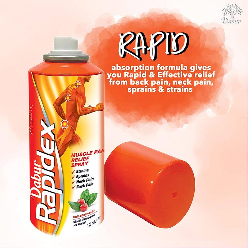 Dabur Rapidex Muscle Pain Relief Spray With Oil Of Wintergreen & Menthol 150ml