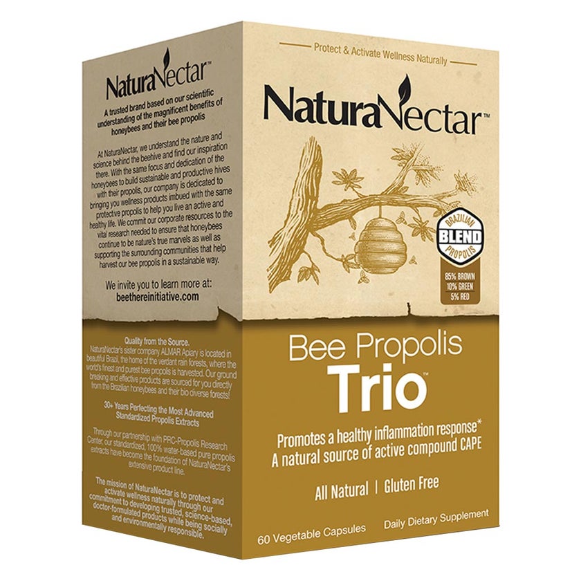 NaturaNectar Bee Propolis Trio Vegetable Capsule For Immune & Inflammation Support, Pack of 60's