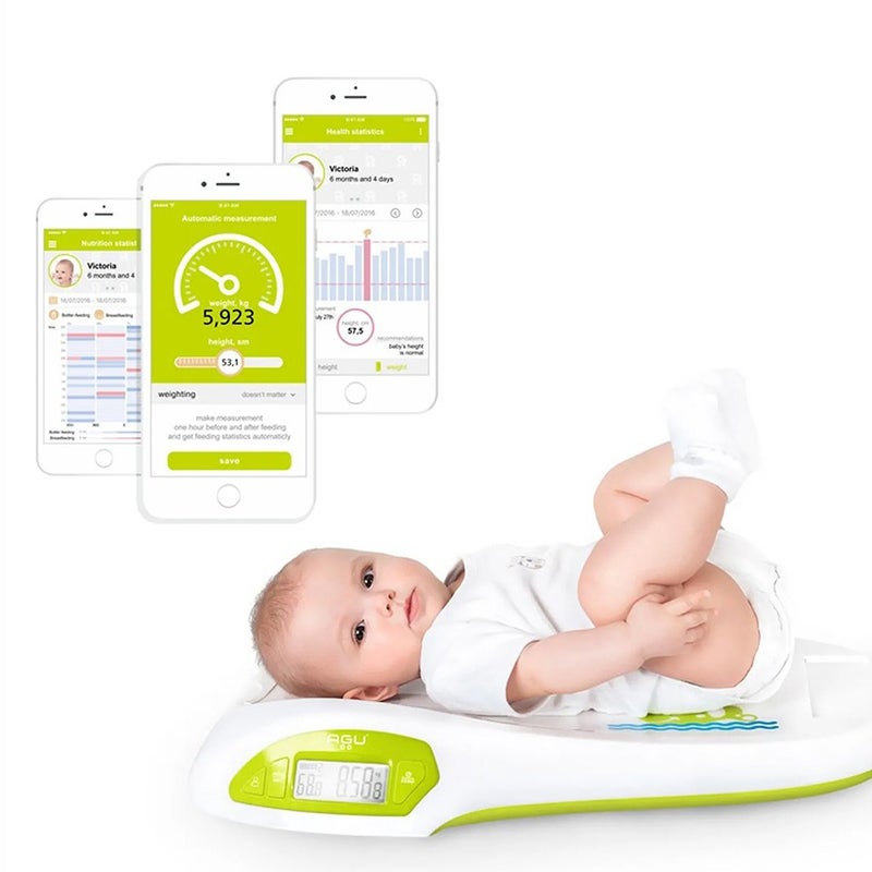 Agu Baby Wally Electronic Baby Scale With Stadiometer Green/White 97086