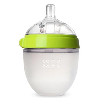 Comotomo Soft Hygienic Silicone Natural Feel Baby Feeding Bottle Green/White 150ml