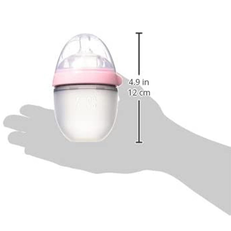 Comotomo Soft Hygienic Silicone Natural Feel Baby Feeding Bottle Pink/White 150ml