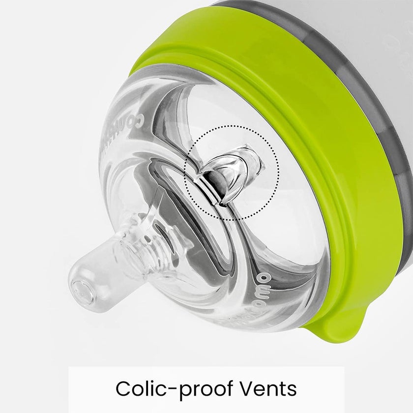 Comotomo Soft Hygienic Silicone Natural Feel Baby Feeding Bottle Green/White 250ml