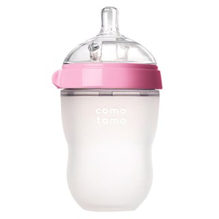 Comotomo Soft Hygienic Silicone Natural Feel Baby Feeding Bottle Pink/White 250ml