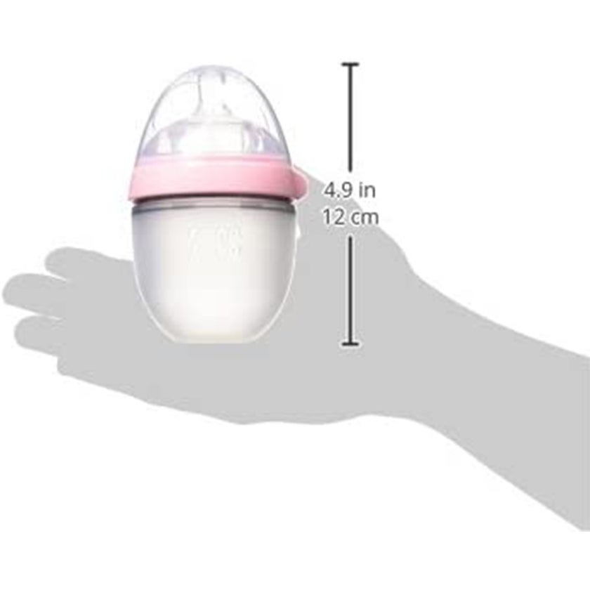 Comotomo Soft Hygienic Silicone Natural Feel Baby Feeding Bottle Pink/White 150ml, Pack of 2's