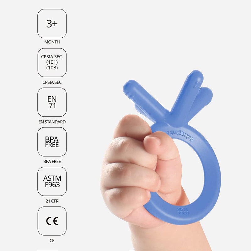 Comotomo Easy To Grab Silicone Baby Teether Blue