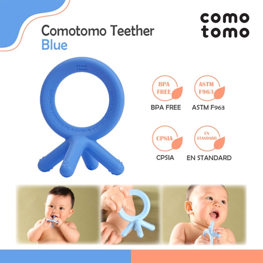 Comotomo Easy To Grab Silicone Baby Teether Blue